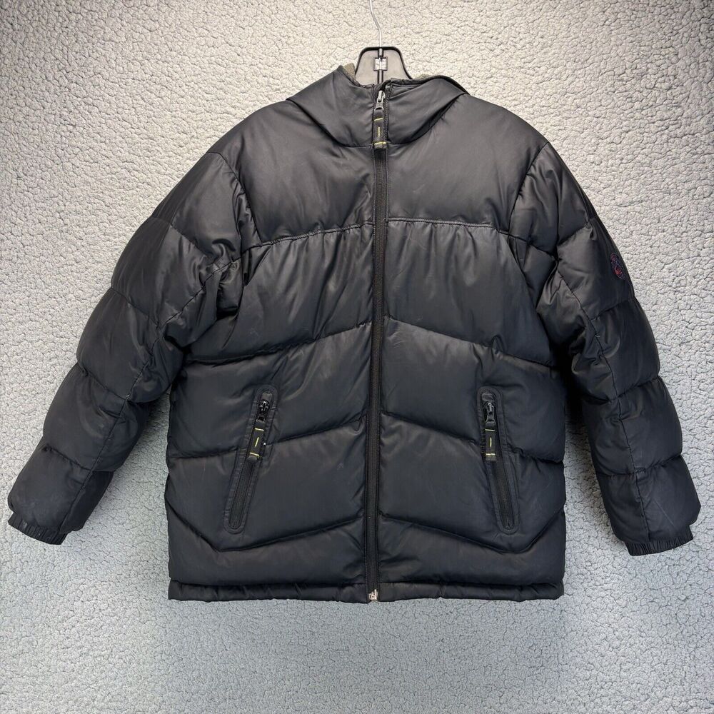 Gap Kids Down Puffer Youth L‎ 10 HoodedJacket Coat Snow Ski **ZIPPER FLAW READ**